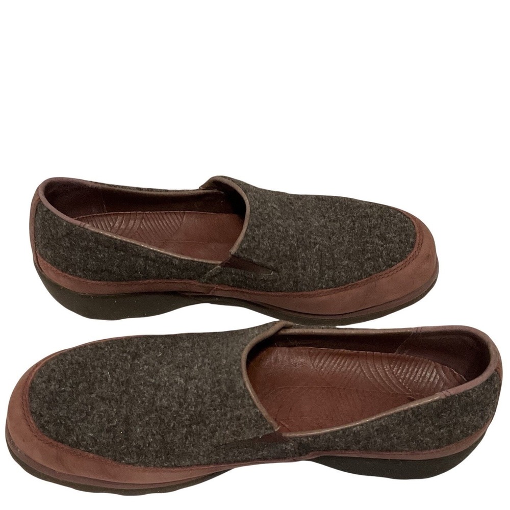 Chaco‎ Wool Blend Slip On Comfort Loafers Brown Leather Trim Women Size 10